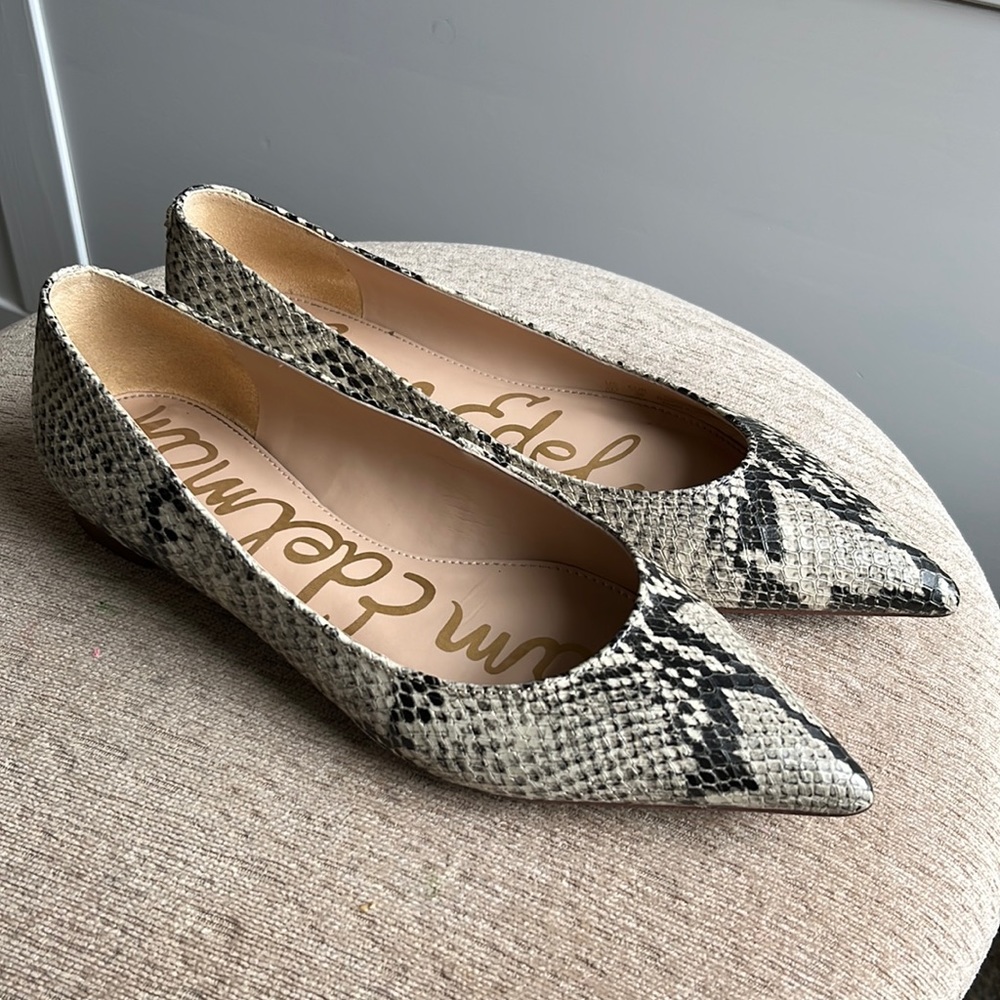 Sam Edelman Stacey Snake Skin Pointed Toe Flats Size 6